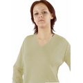 Women's V-Neck Pullover Cotton Fine Gauge Sweater - In Stock